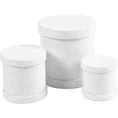 TWM Sada Kartonové bubnové krabice 4-5-6,5 cm bílé 3 ks