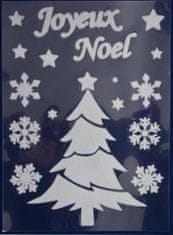 TWM samolepka na okno strom Joyeux Noel 40 x 29,5 cm bílá 16 ks