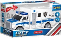 TWM City Rescue junior policejní autobus 1,5V friction 1:20 bílá / modrá