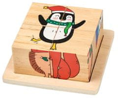 TWM blok puzzle kerst junior 4 x 4 cm přírodní dřevo 4 ks