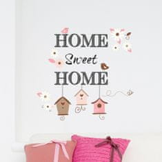 TWM samolepka na zeď Home Sweet Home bílá / růžová 15 ks