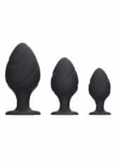 Shots Toys Swirled Butt Plug Set - Black anální kolíky sada