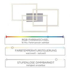 PAUL NEUHAUS LEUCHTEN DIREKT is JUST LIGHT LED stropní svítidlo, barva ocel, hranaté, Smart Home MEDION RGB plus 2700-5000K