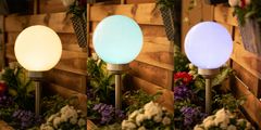 Basic Zahradní lampa LED SOLAR POLUX BALL 20cm SATIN