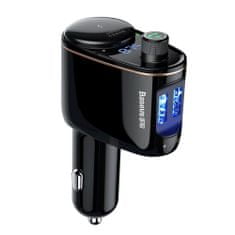 BASEUS Locomotive Bluetooth FM Transmitter MP3 autonabíječka 2x USB 3.4A, černá