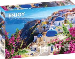 ENJOY Puzzle Santorini s květinami, Řecko 1000 dílků