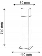 Basic ZAHRADNÍ SVÍTIDLO TRUBICE SLOUPEK ČTVRTNÝ E27 74 CM