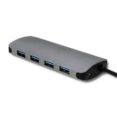 Qoltec Adaptér USB 3.1 typ C samec 4 x USB 3.0 samice | DC samice