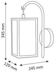 Basic ZÁHRADNÍ NÁSTĚNNÁ LAMPA Malmo B345 E27 ČERNÁ dolů