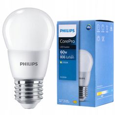 Philips LED žárovka BALL E27 7W = 60W 806lm Teplá PHILIPS