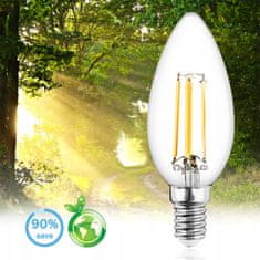 LUMILED 10x LED žárovka E14 svíčka 7W = 60W 806lm 4000K Neutrálna bílá 360° Filament