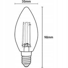 LUMILED 6x LED žárovka E14 svíčka 7W = 60W 806lm 4000K Neutrálna bílá 360° Filament