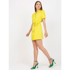 ITALY MODA Dámské šaty s páskem dvouřadové koktejlové mini VIRGEE žluté DHJ-SK-A6311.39_388177 Univerzální