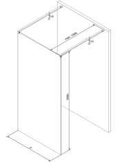 Mexen Sprchová zástěna walk-in volněstojící 120 x 200, transparent/černá vzor 8 mm, černá (800-120-002-70-70)