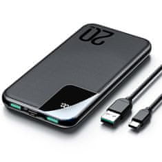 Greatstore Powerbanka 10000mAh 20W Quick Charge 2xUSB 1xUSB-C černá