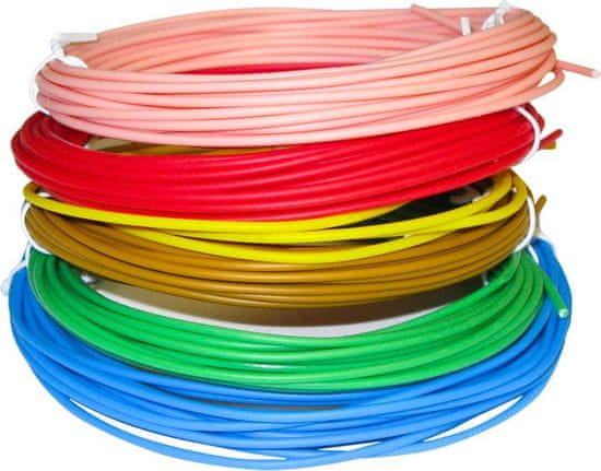 XtendLan XtendLan nízkoteplotní filament PCL pro 3D pera, 6 barev, každá barva 5m 1,75mm červ/zelená/modr/žlutá/růžová/zlatá