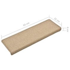 Vidaxl Kobercové nášlapy na schody 15 ks 65 x 25 cm taupe