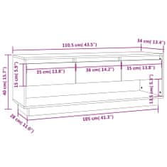 Greatstore TV skříňka medově hnědá 110,5 x 34 x 40 cm masivní borové dřevo