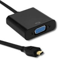 Qoltec Adaptér Micro HDMI D samec | VGA samice | +3,5 mm audio | 0,2 m
