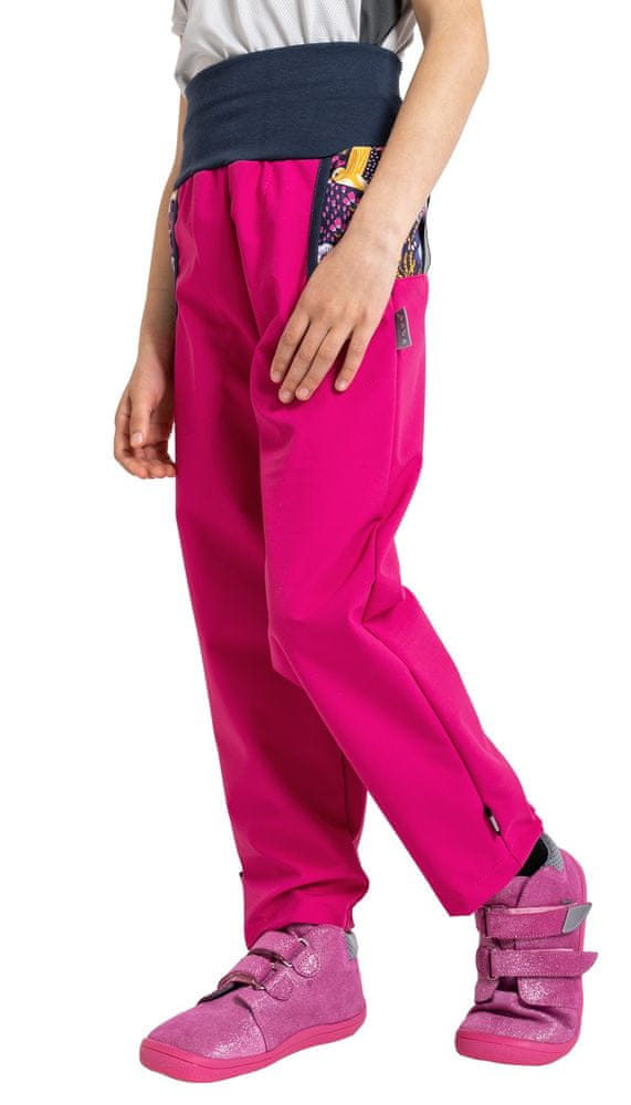 Unuo dívčí softshellové kalhoty s fleecem - Kolibřík růžová 98/104