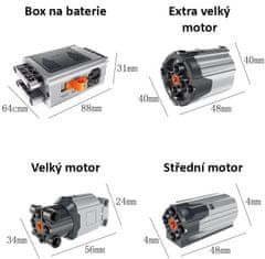 Wange Wange Technical 3x motor a box na baterie + příslušenství technická stavebnice kompatibilní 81 dílů