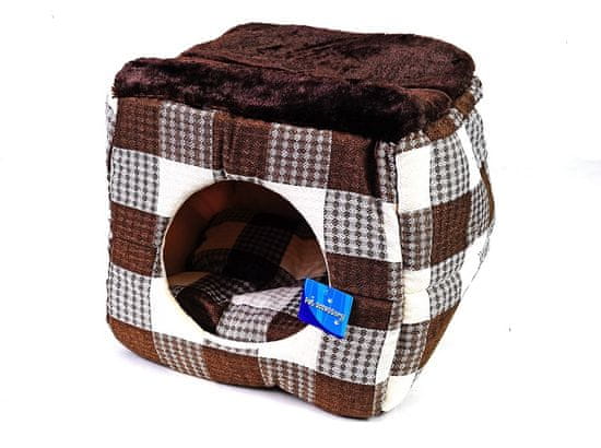 Petproducts Hnědobéžový pelíšek / kukaň pro psy - 35x35 cm