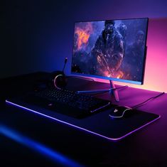 Greatstore Spire luminous velká herní RGB podložka pod myš pro hráče černá