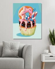 ZUTY Diamantové malování - CUPCAKE S DONUTEM (MYROSLAVA VOLOSCHUK) 40x50 cm bez rámu a bez vypnutí plátna