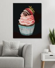 ZUTY Diamantové malování - CUPCAKE S JAHODOU (MYROSLAVA VOLOSCHUK) 40x50 cm bez rámu a bez vypnutí plátna