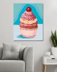 ZUTY Diamantové malování - CUPCAKE S RŮŽOVÝM KRÉMEM (MYROSLAVA VOLOSCHUK) 40x50 cm bez rámu a bez vypnutí plátna