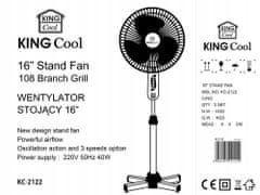 KINGHoff Podlahový Ventilátor 40Cm 40W Kingcool 2122 Šedý