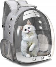 Transportní batoh kočka nebo pes, průhledná šedá