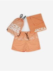 Jack&Jones Sada pánských plavek, ručníku a vaku v oranžové barvě Jack & Jones Summer Beach S