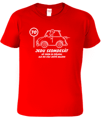 Hobbytriko Pánské tričko s autem - Jedu sedmdesát Barva: Námořní modrá (02), Velikost: 3XL