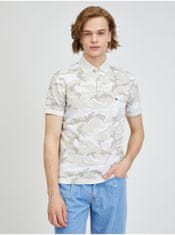 Tommy Hilfiger Bílo-béžové pánské vzorované polo tričko Tommy Hilfiger M