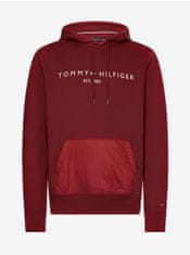 Tommy Hilfiger Červená pánská mikina s kapucí Tommy Hilfiger L