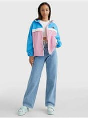 Modro-růžová dámská lehká bunda s kapucí Tommy Jeans M