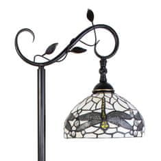 Clayre & Eef Stojací lampa Tiffany WHITE DRAGONFLY 5LL-6243