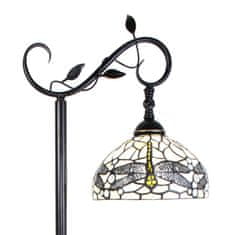 Clayre & Eef Stojací lampa Tiffany WHITE DRAGONFLY 5LL-6243