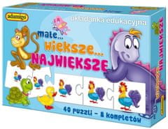 Adamigo Vzdělávací puzzle Zvířátka - malé, větší, největší 8x5 dílků