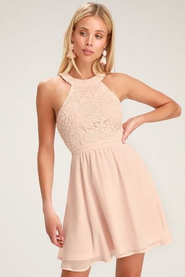 Lulus Lulus dáské šaty LOVER'S GAE LACE SKATER DRESS