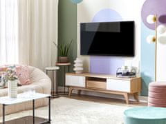Beliani Televizní stolek s bílými odkládacími zásuvkami světlé dřevo EERIE