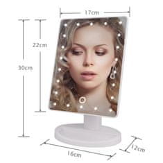 Northix Make-up zrcátko s LED 22 světly - 180 otočné - bílé 