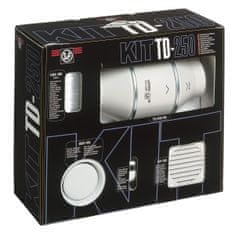 Soler&Palau TD 250/100 KIT – ventilační set pro kruhová potrubí. V setu: potrubní ventilátor (krytí IP44, tichý chod, průtok až 250 m³/h), Al hadice, odtahový ventil a fasádní mřížka (bílý plast), izolační páska