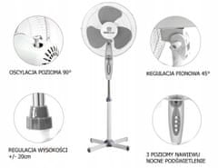 KINGHoff Podlahový stojící Ventilátor 40Cm 40W KH-2124 - Šedý