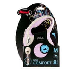 Flexi New Comfort M lanko 8m růžová do 20kg