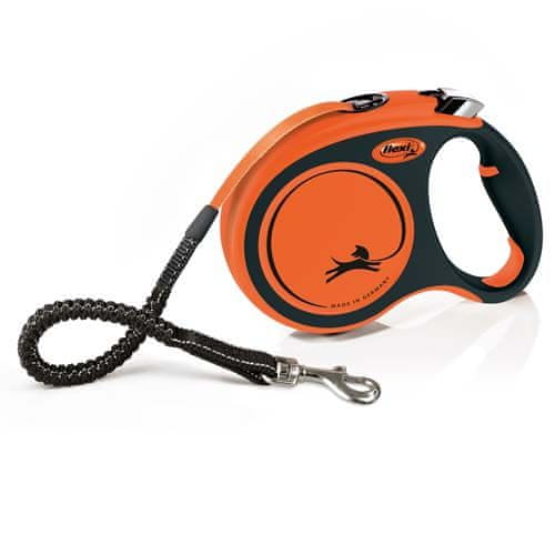 Flexi Xtreme L popruh 5m, oranžová do 65kg s pružným Soft-Stop páskem