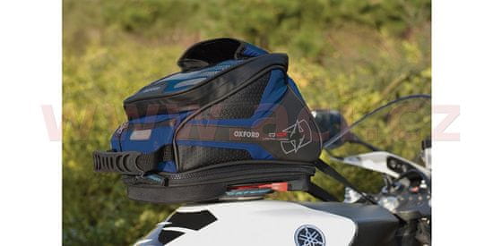 Oxford tankbag na motocykl Q4R QR, OXFORD (černý/modrý, s rychloupínacím systémem na víčka nádrže, objem 4 l) OL292