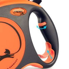 Flexi Xtreme M popruh 5m, oranžová do 35kg s pružným Soft-Stop páskem