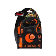 Flexi Xtreme M popruh 5m, oranžová do 35kg s pružným Soft-Stop páskem